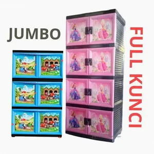 LEMARI PLASTIK SUSUN 4 FULL KUNCI KARAKTER PRINCESS JUMBO | best seller