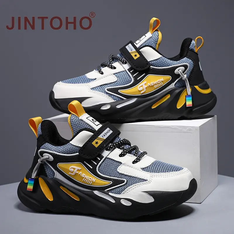 JINTOHO Kid Sneakers Sport Shoes for Boys Fashion Leather Children Breathable Mesh Comfort Shoes Casual Walking Outdoor Running Shoes