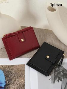 Cartera larga de mujer en color sólido, cartera elegante con múltiples ranuras para tarjetas, cartera plegable para mujer con ranura para tarjetas y bolsillo con cierre