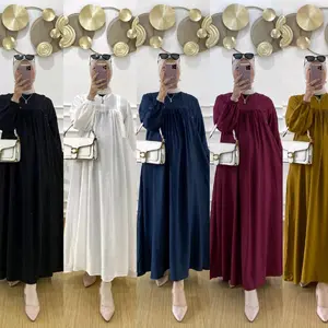 Mazaya Dress Gamis Muslim Wanita Polo Linen Polos Cantik Kekinian