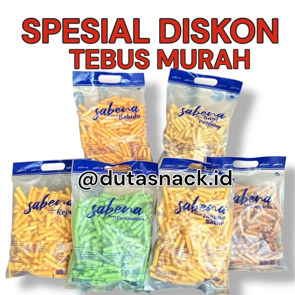 1 karton snack SABENA NEW ISI 6 kantong MIX rasa bisa COD ( NEW ) - sabena stick