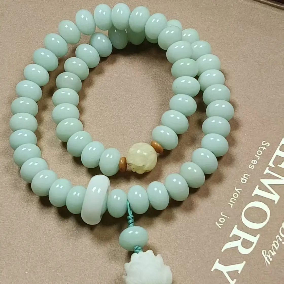 Sea salt blue bodhi bracelet pure natural men and women double circle bodhi root handheld lotus simple fashion versatile bracelet