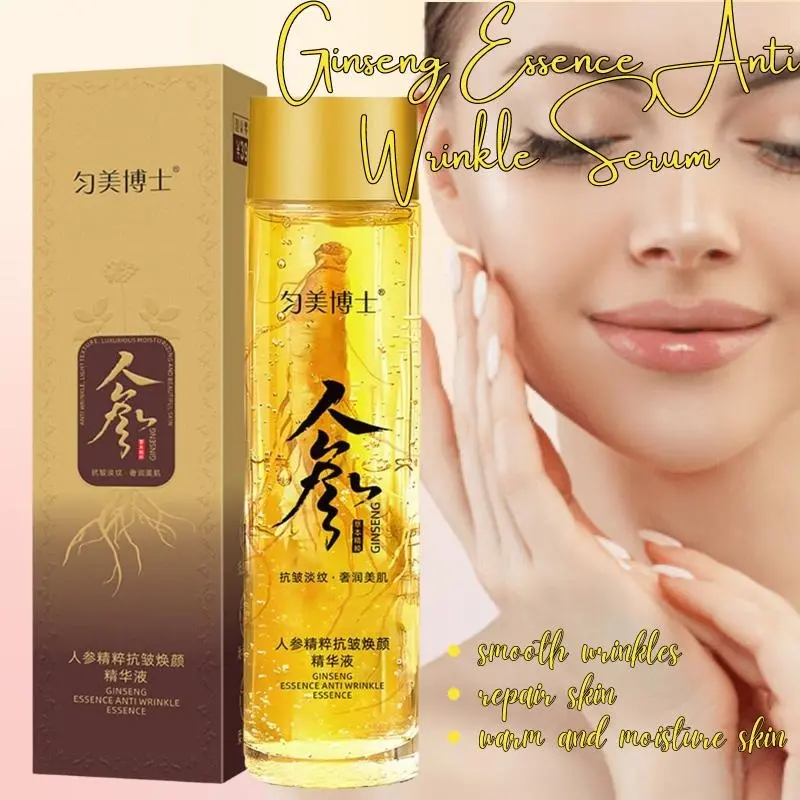 120ML Ginseng Serum Hydrating Esensi Anti Kerut Serum Anti Aging Serum Wajah Ginseng Hydrating Kulit Wajah Glowing Soothing Anti Serum Collagen