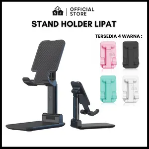 Stand Holder Hp Lipat Foldable Phone Holder HP Folding Universal Rotasi 90° Dudukan HP Meja Lipat Kokoh ABS Premium Anti-Slip