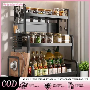 Rak Bumbu Stainless Steel 2 & 3 Tingkat - Organizer Serbaguna untuk Botol Bumbu di Meja Dapur | Desain Minimalis & Anti Karat