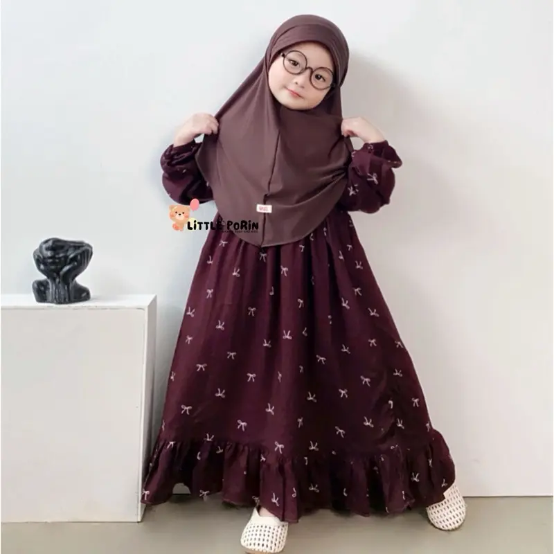 Little Porin - Syakila Gamis Anak 1 - 12 Tahun Katun Rayon Couple (Harga Terpisah)