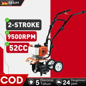 REAlM Mini Tiller Bensin Multifungsi - Mesin Pengolah TanahMikro  untuk Pertanian & Kebun Cocokuntuk Pembajakan, Parit & Reklamasi Lahan,Mudah dinyalakan dan dioperasikan