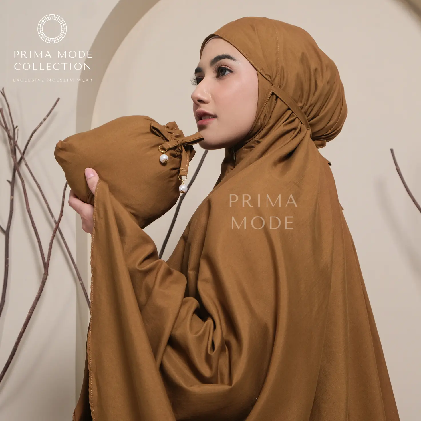 PRIMA MODE - Mukena Dewasa Travelling Polos Ameena 2in1 Resleting Katun Atasan Lembut Mini Nyaman Panjang Tebal Muslim Textured Woven Fabric Navy sattka mukena Sajadah Bawahan Mukenah