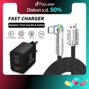 ZHIKE Kabel Data Fast Charging Pengisi Kabel Casan Tipe C Micro USB for iOS Cable dengan Adapter 240W 1.5M Type C Kepala Charger Fast Charger Untuk HP Android OPPO Realme VIVO Redmi infinix XIAOMI Adaptor Batok Carger Colokan