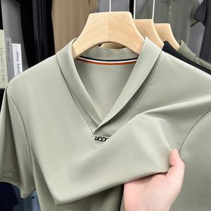 新作メンズセーグルカラー半袖Tシャツ、ナイロンとスパンデックス生地使用、柔らかく快適、軽量で通気性、弾力性に優れ、シワになりにくい、ビジネスやレジャーに欠かせない