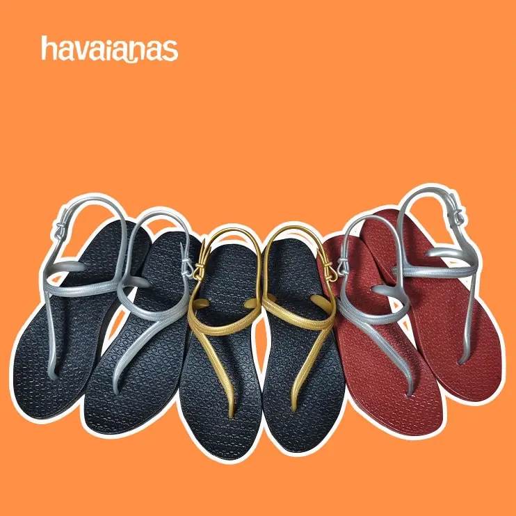 HAVAIANAS Sandal Jepit Wanita Kenyamanan Fashion PVC Gaya Brasil Hitam Merah Tali Disesuaikan Tahan air Tidak berbau Santai Formal size 36-40