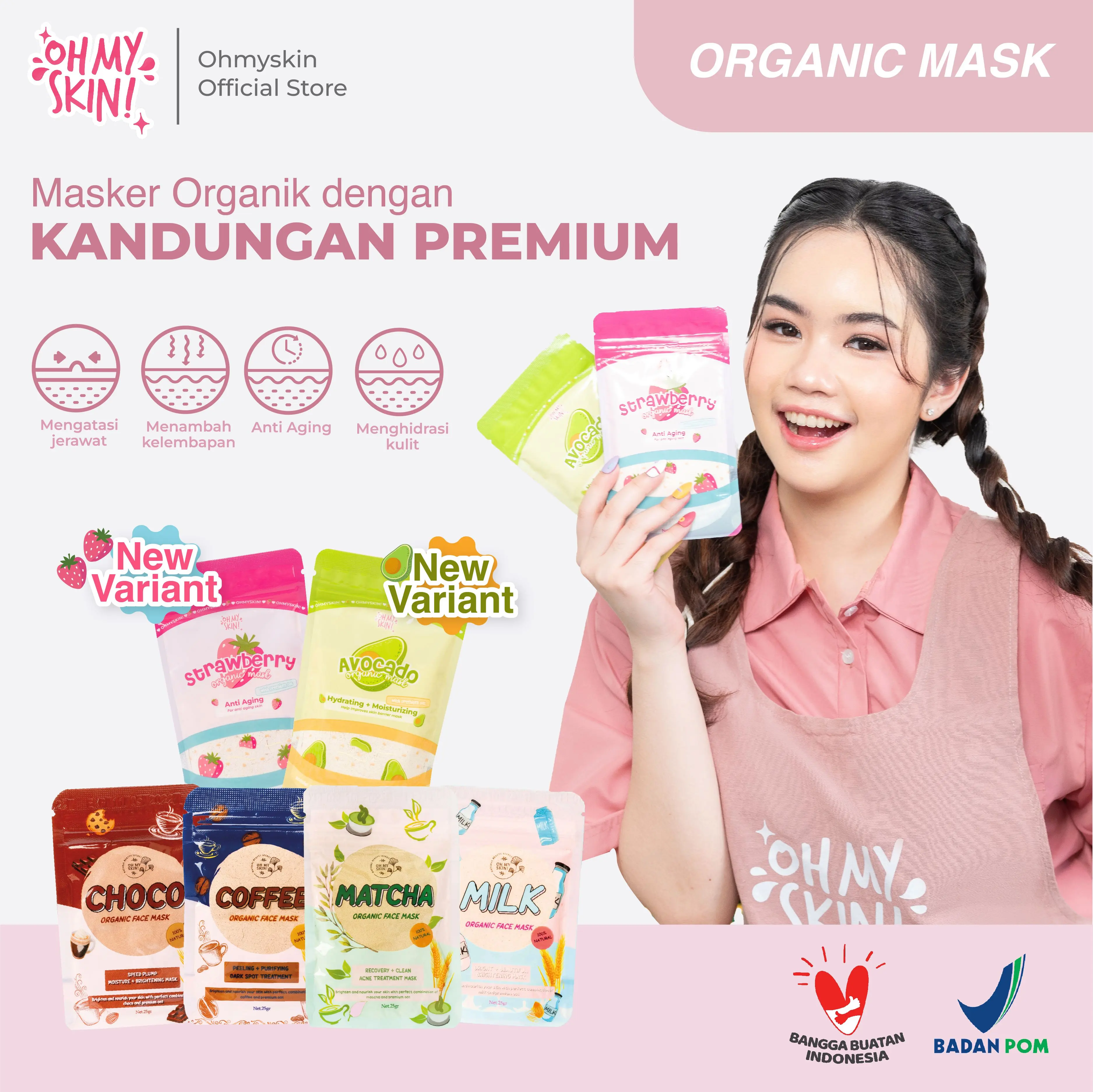 【 SPECIAL PRICE 】OhMySkin! Masker Organik BPOM 65gr Meredakan Jerawat Membantu Mencerahkan Melembabkan Menyamarkan Pori Face Mask Perawatan Wajah