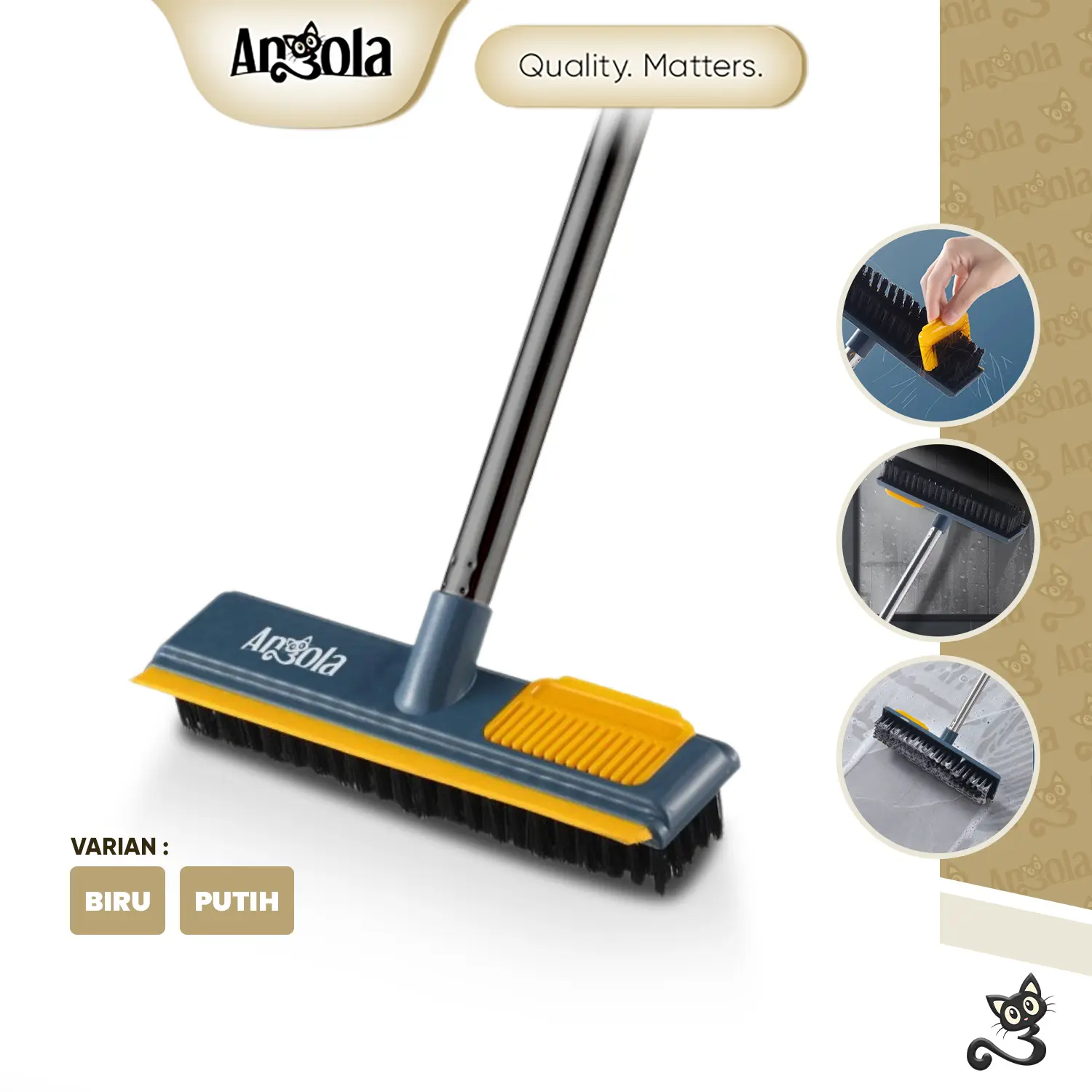 Angola Shop Sikat Dorong Lantai D46 Alat Sikat Toilet Sikat Gagang Kamar Mandi / Sikat Pembersih Lantai Multifungsi  Stainless