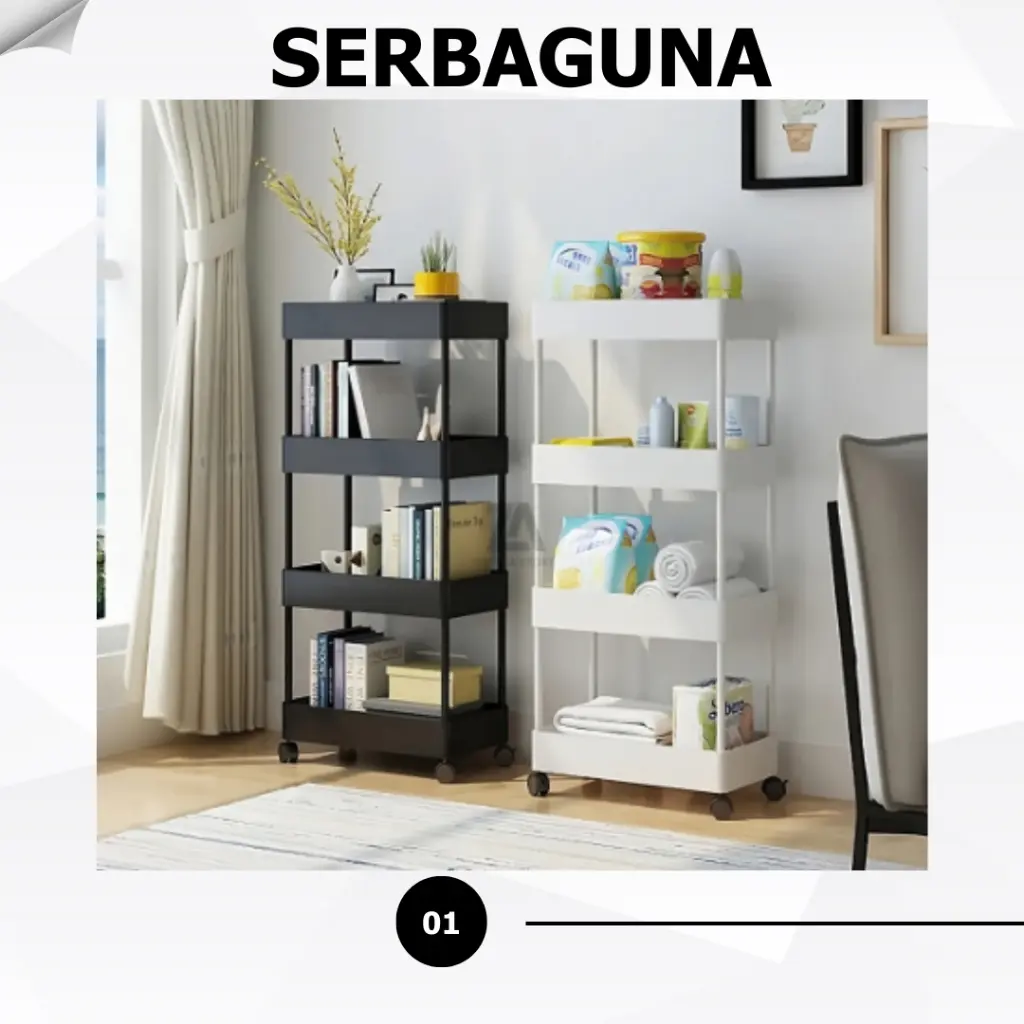 Rak Susun Serbaguna 4/3/2 Tingkat Dengan Rod Rak Kamar Mandi Bahan Plastik Portable Dapur Square