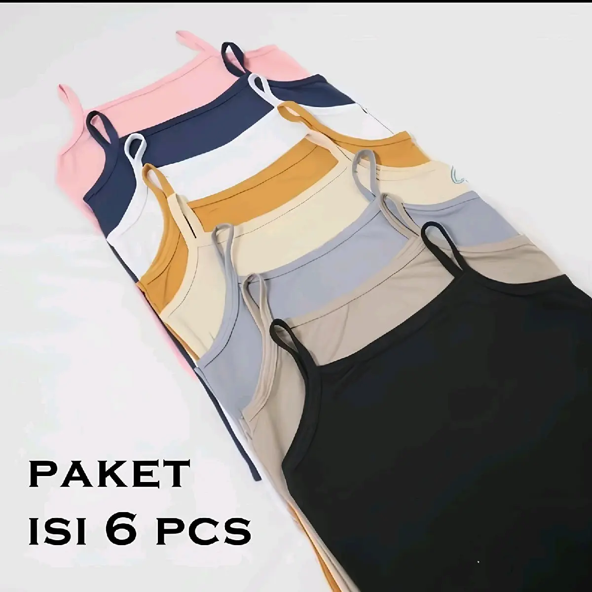 6 PCS Tanktop wanita singlet perumpuan daleman atasan cewetali besar tali kecil Termurah terlaris Slim-fitting Polos Santai  Melar Dalaman NO BRA HYGET