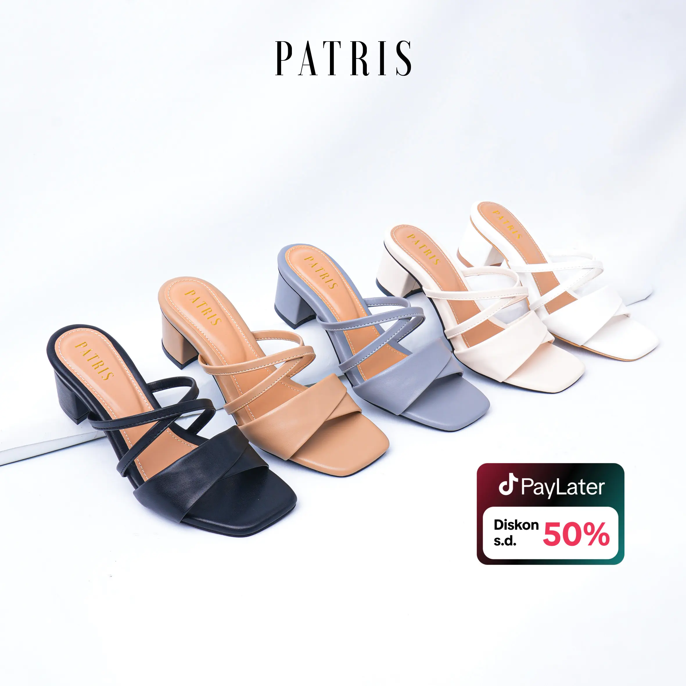 PATRIS Carisha Sandal Wanita Heels / Hak 5 Cm Black