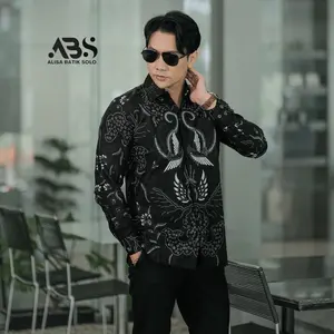 SLIMFIT ALISA BATIK SOLO | Motif Sawunggaling Kemeja Batik Pria Hitam Lengan Panjang Premium Furing Katun Best Seller Baju Nyaman kemeja  viral Formal Casual