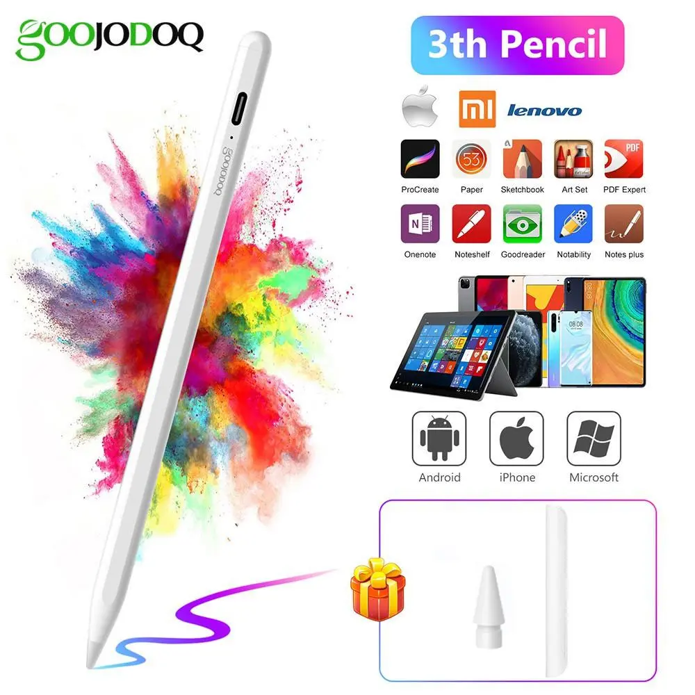 GOOJODOQ for pencil 1 2 Universal Stylus Pen Pencil for Pro 11 Pencil Tablet Pen IOS Android - CD3236 Metal Gambar