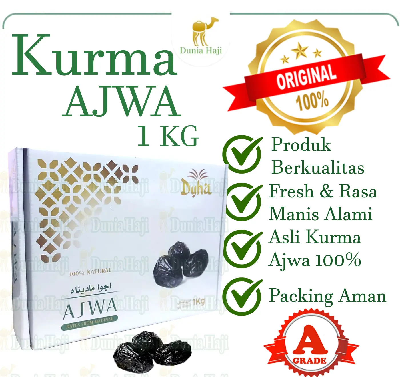 Kurma Ajwa 1 KG Asli Madinah Kurma Nabi Ajwa Premium Asli Saudi Arabia Food