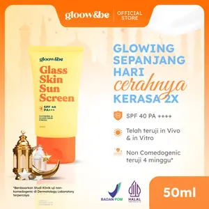 Gloow&be Glass Skin Sunscreen SPF 40 PA+++ Hybrid UV Filter | No White Cast | Glowy Finish | Ringan & Tidak Perih | All Skin Types