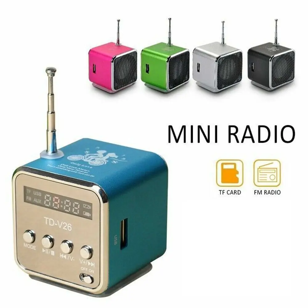 Portable Mini FM Radio LINE IN Car Radio MP3 Player Retro Speaker Bluetooth Speaker