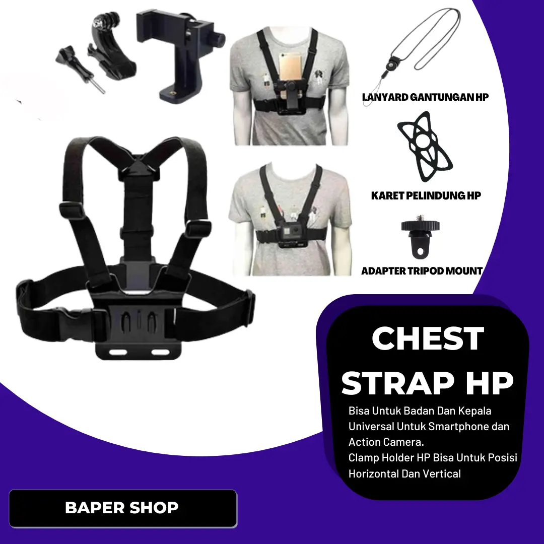 Chest Strap Tali Dada Handphone & Mount Kamera Body Belt Holder HP camera accessories Tripod