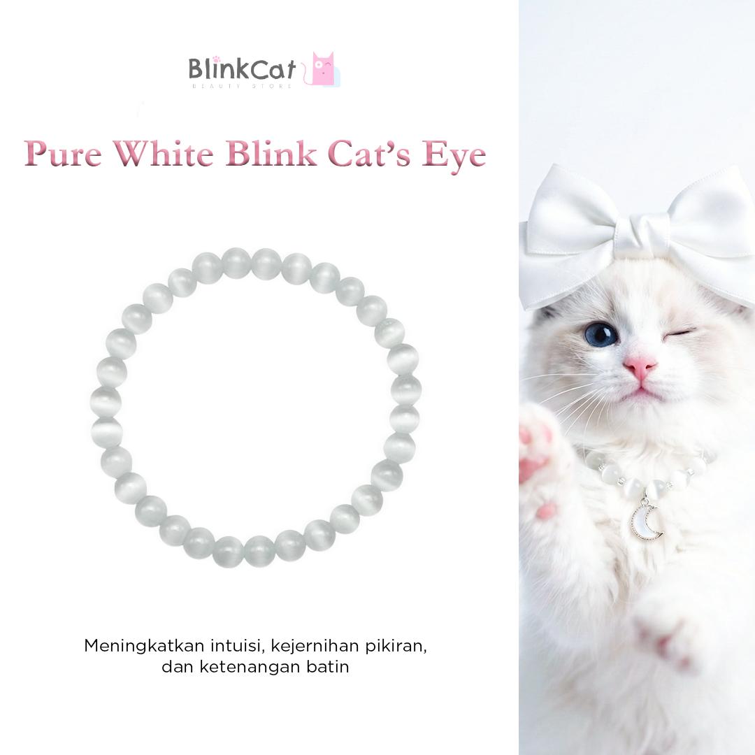 [BlinkCat Signature] Gelang Kristal Alami: Pure White Blink Cat's Eye - Natural Crystal Bracelet asli ori