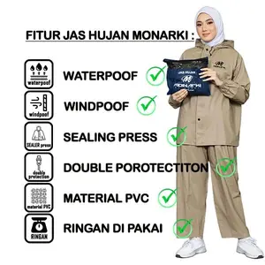 MONARKI Jas Hujan Pria Wanita Anti Rembes Kuat Tahan Lama Bahan PVC 0.25 Waterproof Windproof Celana Sealer Press Tebal