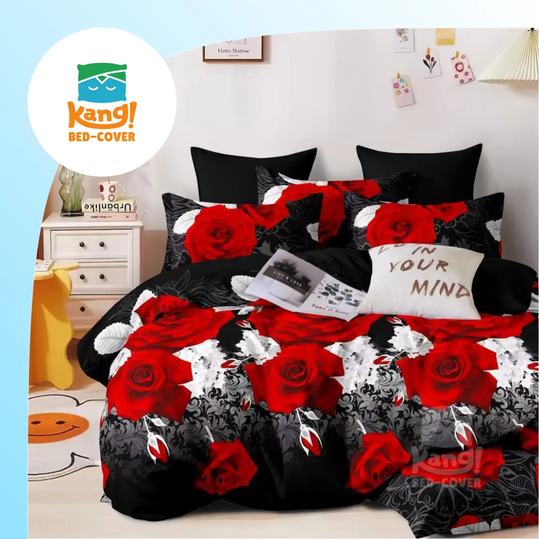 KANG BEDCOVER - Satu Set Bedcover & Sprei Aesthetic Katun Microtex Disperse Premium - KING SIZE - TERMASUK SARUNG BANTAL GULING - KUNCUP