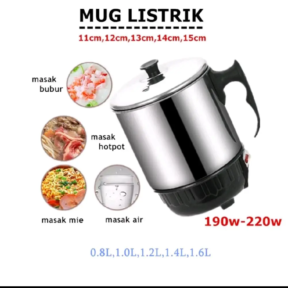 Mug Teko Listrik Elektrik Pemanas Air Stainless 11 Cm / 12 Cm Mug Pemanas Air Original