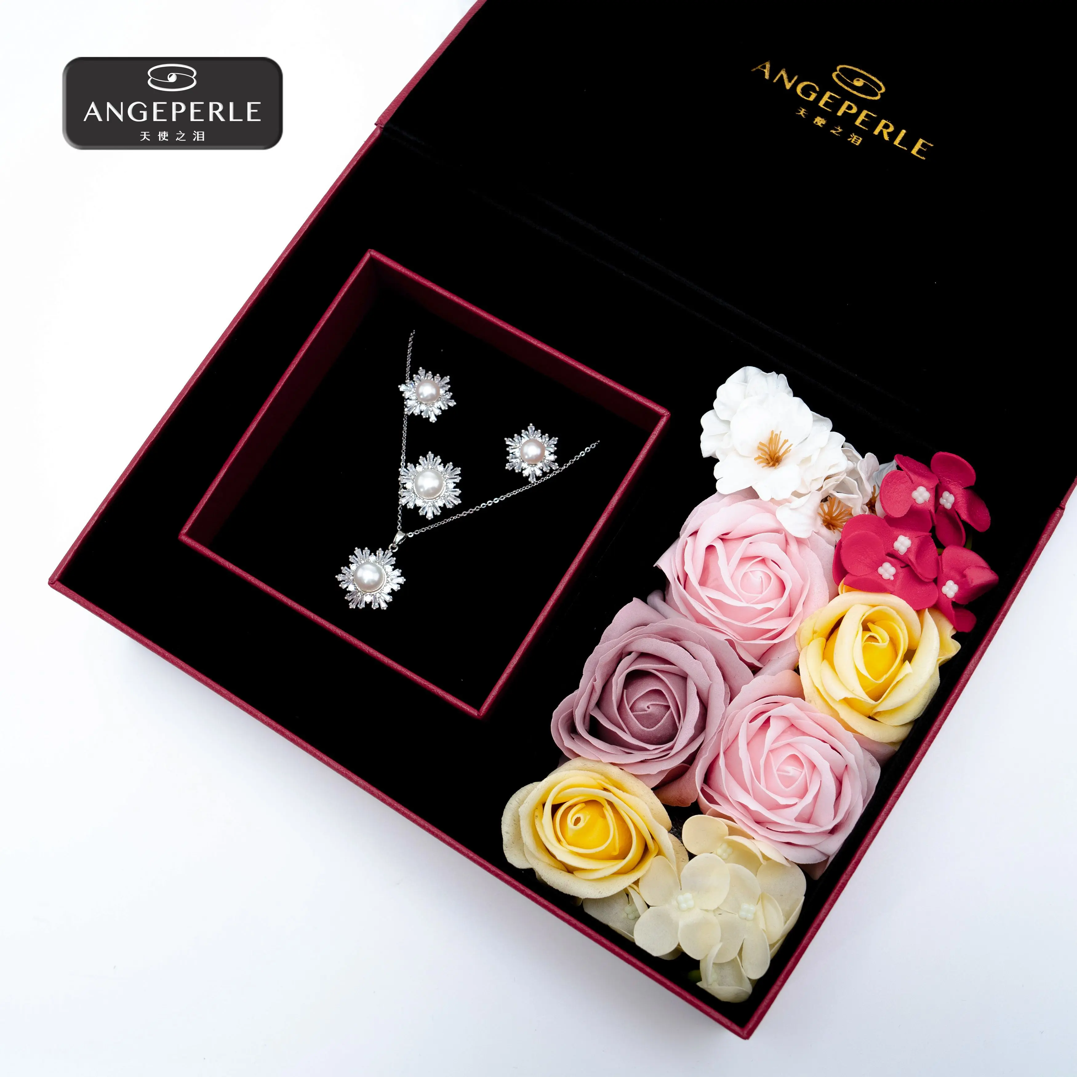ANGEPERLE Alloy water pearl pendant with earrings and ring(TSSL180)