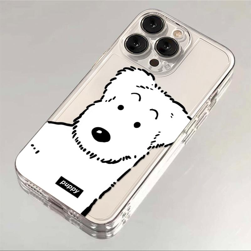 Siêu giá thấp Vỏ Ốp Lưng Tpu Trong Suốt Lỗ Chính Xác Hình Chó Trắng Ngây Ngô Chống Va Đập Chống Xước Mài Chống Vân Tay Dễ Lắp Dễ Tháo Tất Cả Các Dòng Iphone