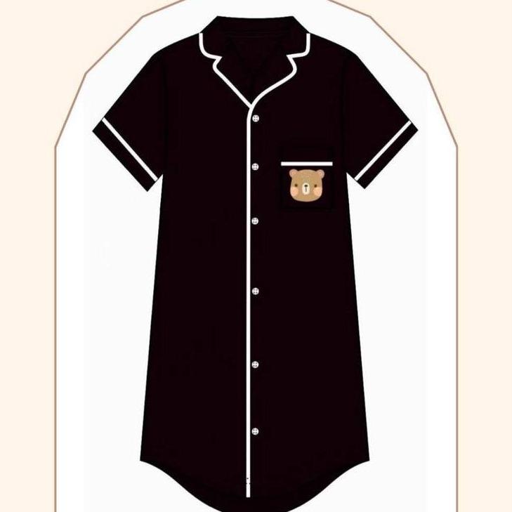 LEBEAR ADULT LUXE COMFORT PYJAMAS DRESS IN BLACK