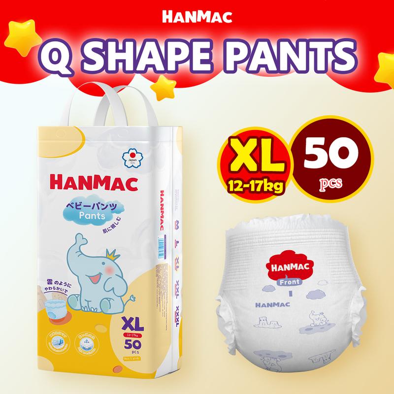 HANMAC diaper 50pcs  free shipping japan diaper Pull-up pants Unisex Ultra thin and dry Breathable baby diapers tape S/M/L/XL/XXL/XXXL