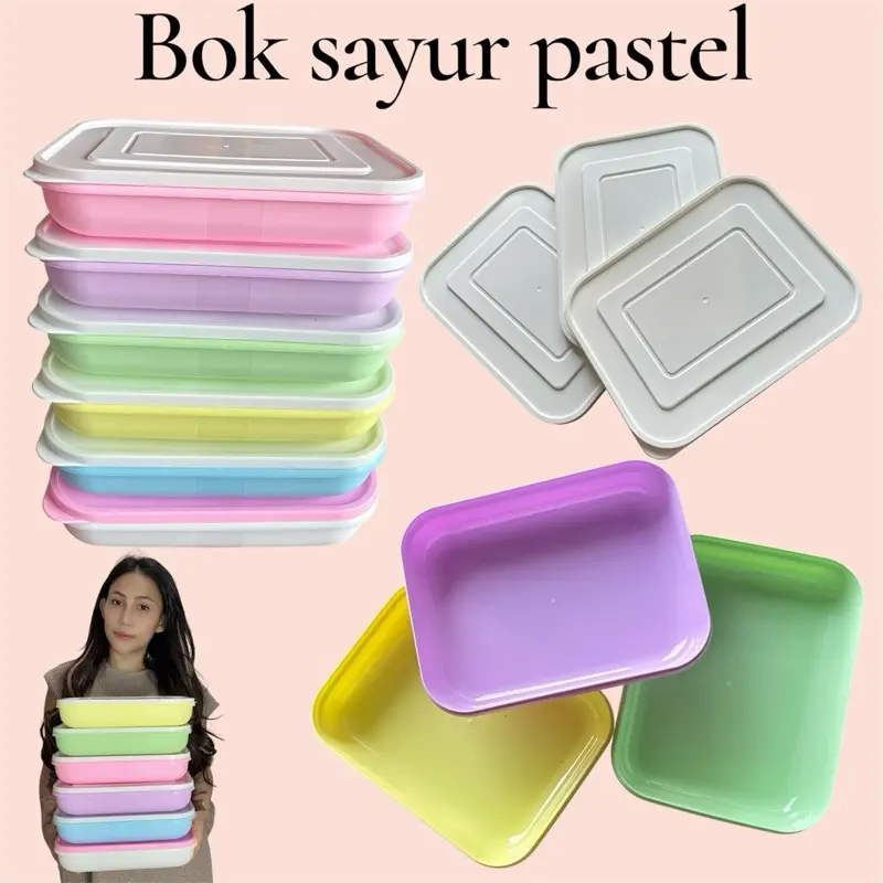 Wadah kotak sayur warna warni isi 6 uk 25cm bahan plastk
