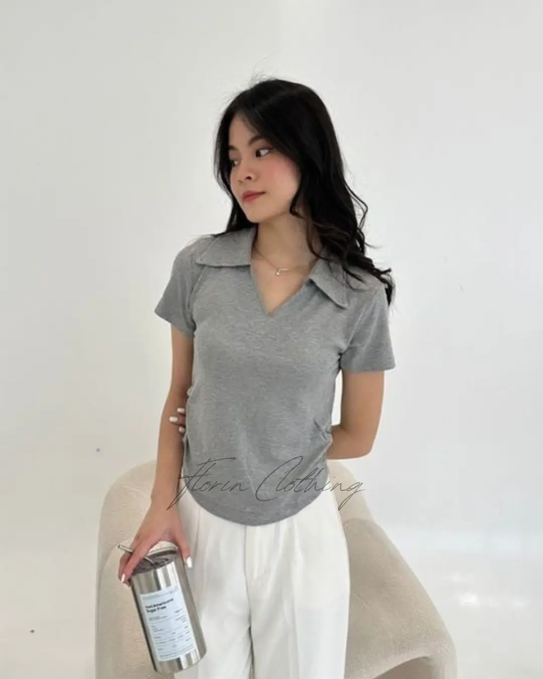 FLORIN - Carola Crop Top Knitt Premium Atasan Wanita Crop Top Korean Style Knit Premium Misty Baju Atasan