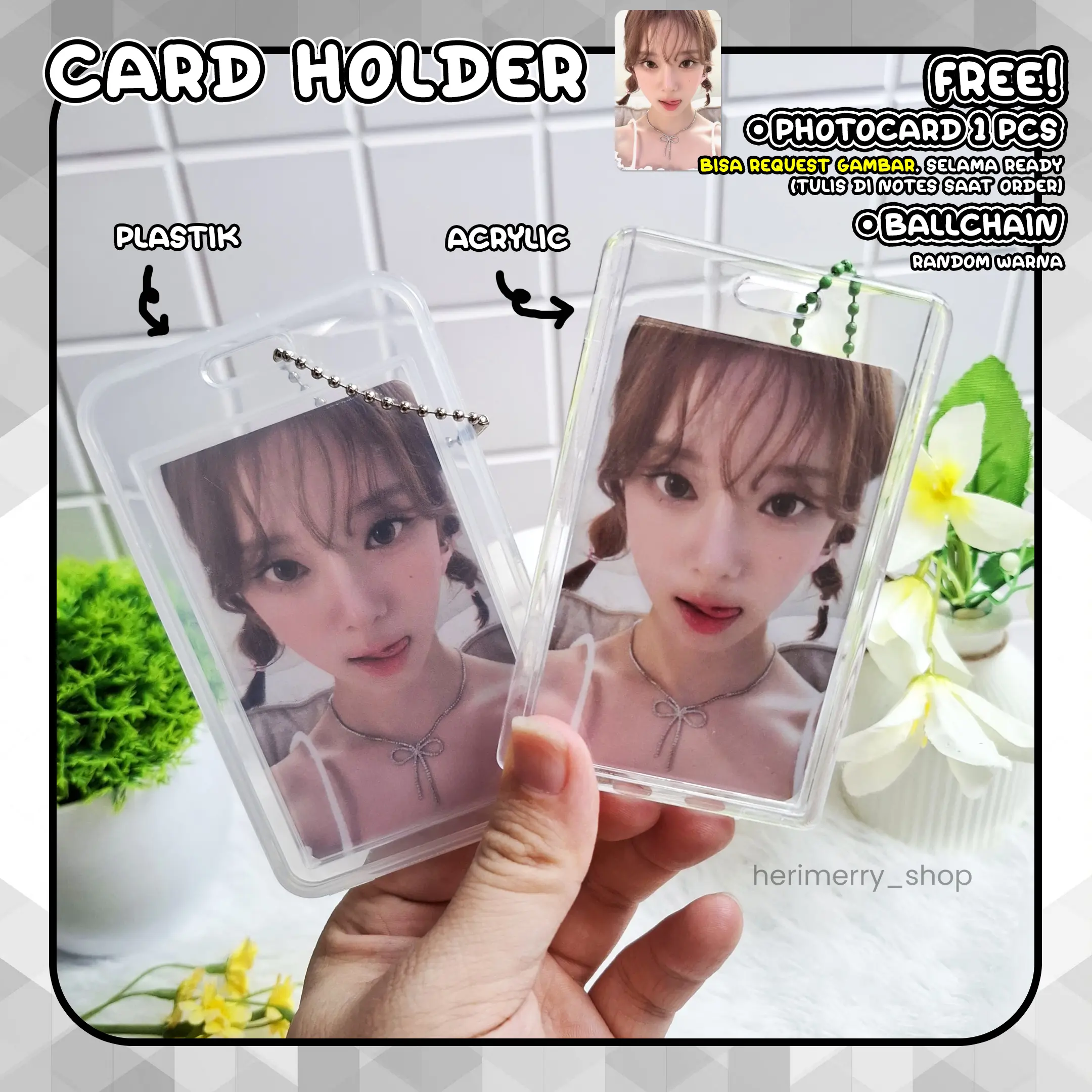 Cahol Transparan Plastik dan Akrilik Photocard Holder Kpop PC POCAHOL CAHOL Handmade 2 Sisi Poca Acrylic Card Holder