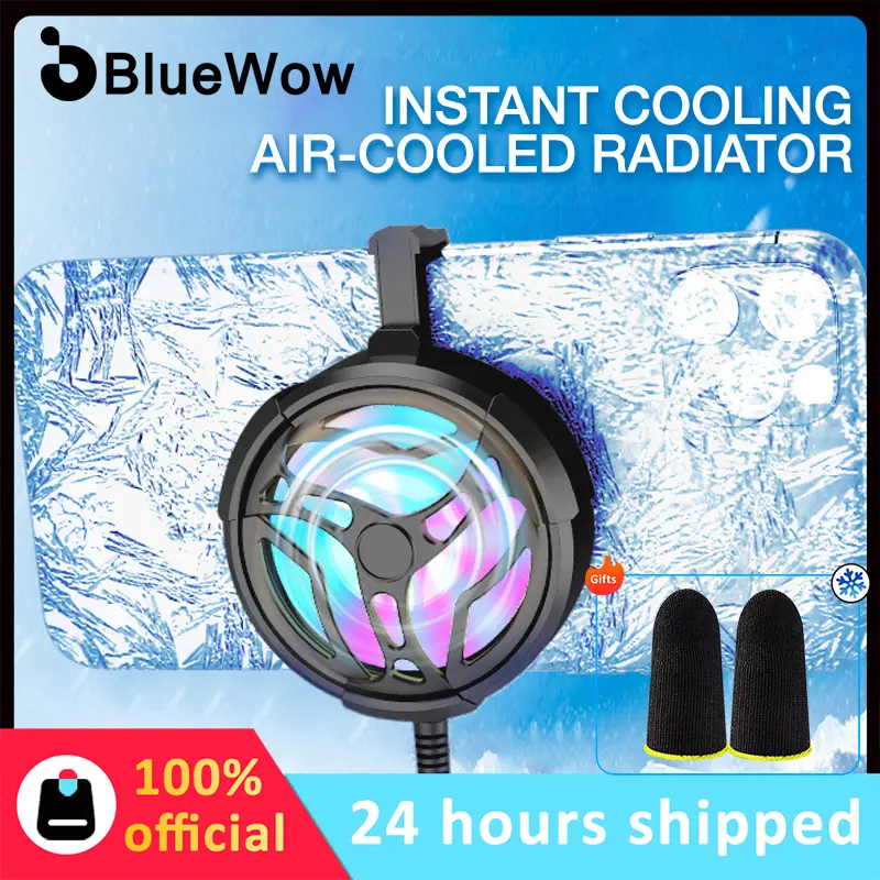 BlueWow Quạt làm mát điện thoại di động Quạt làm mát có thể sạc lại Bộ tản nhiệt điện thoại di động để chơi trò chơi Xem video, Tương thích với điện thoại thông minh iPhone và Android