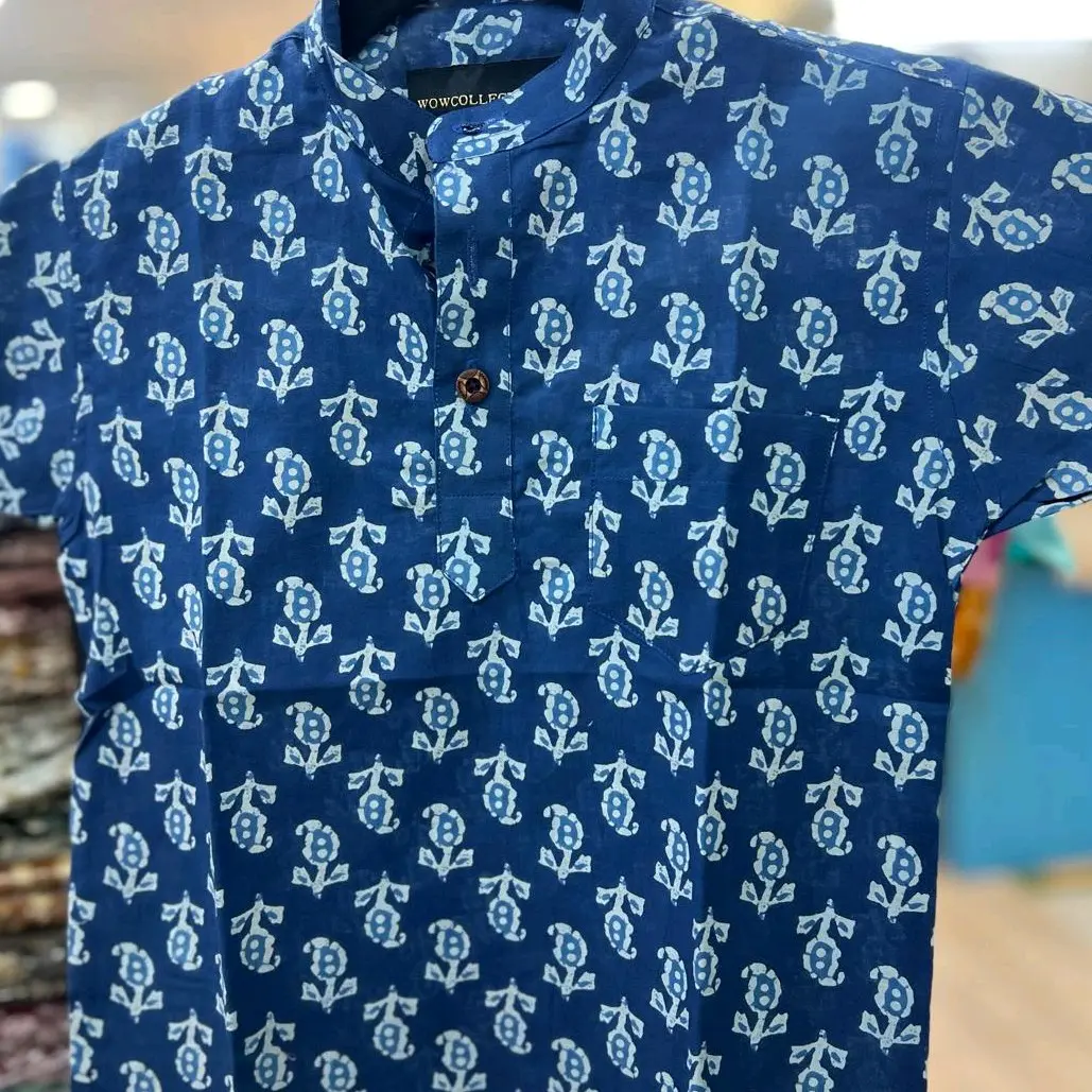 Men Short Sleeved Kurta Top