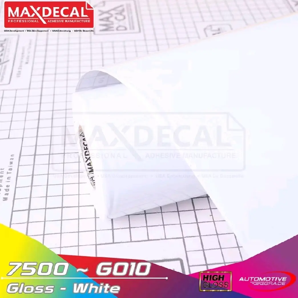 Sticker skotlet putih glossy mengkilap maxdecal 7500-G010 premium original ukuran 45x50cm