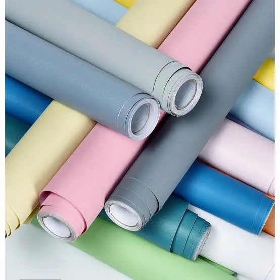 WALLPAPER POLOS WARNA PASTEL UKURAN 10 METER X 45 CM Pvc