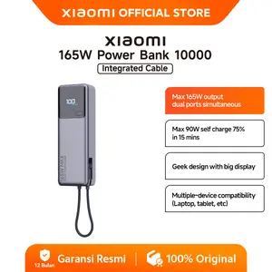 Xiaomi 165W Power Bank 10000mAh Integrated Cable | Max 165W output dual ports simultaneous | 120W Output Integrated USB-C Cable | Safe on airplane [Official Store]