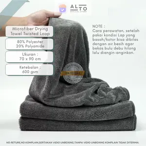Kain Lap Drying Towel Jumbo Microfiber Twisted Loop 600gms 70x90cm Handuk Finising Pengering Mobil Motor Premium