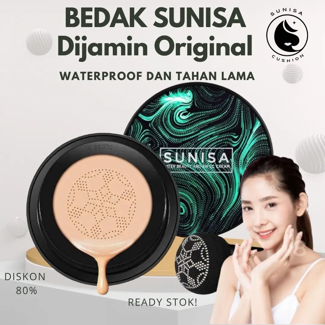Hijau Air Cushion BB Cream / BB Cushion High Coverage Tahan Lama Waterproof Foundation Blemish Wajah