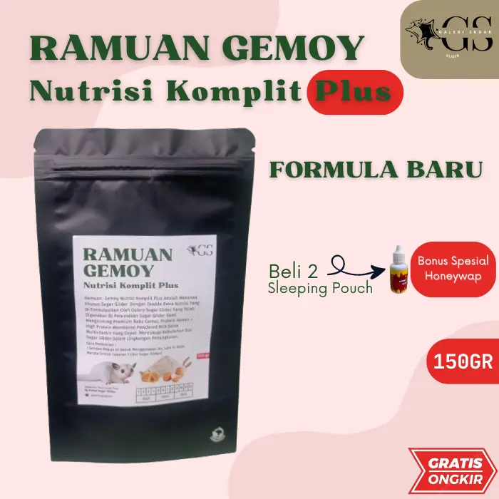 Ramuan Gemoy Nutrisi Komplit Plus Makanan Sugar Glider Instan Harian