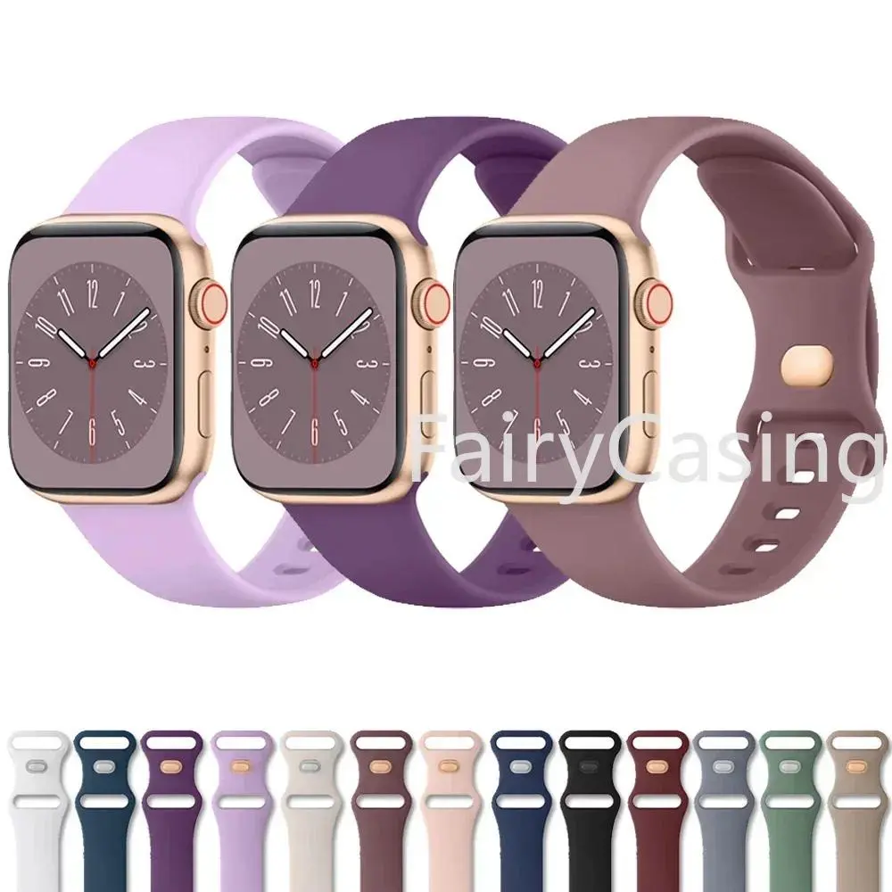 Soft Silicone Band for Apple Watch Ultra 2 49mm Series 9 8 7 6 5 4 3 SE Strap Bracelet for iwatch 45mm 41mm 40mm 44mm 38mm 42mm Watch Strap