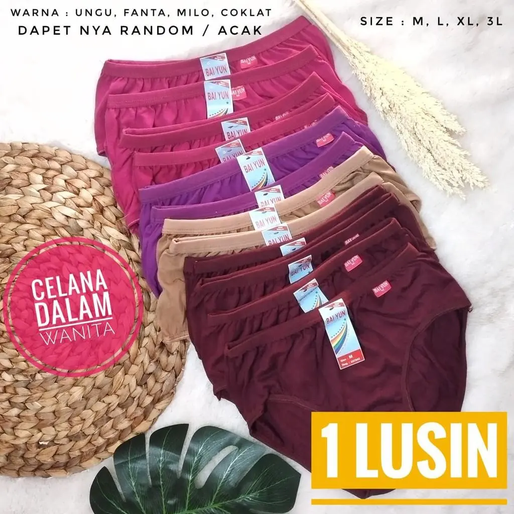 30 ribu dapat 1 lusin / 12 pcs celana dalam wanita nyaman di pakai Polos motif katun