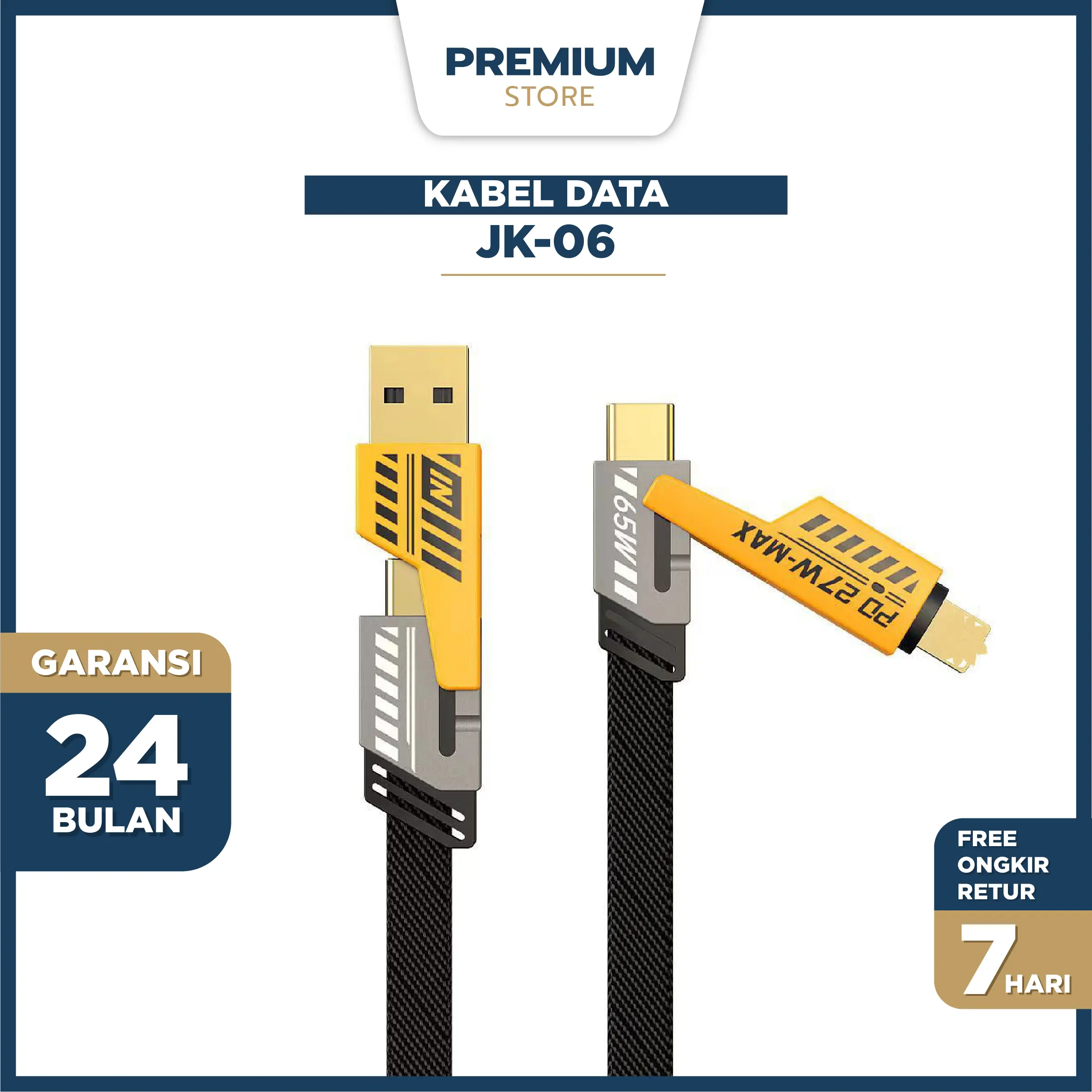 Kabel data Jaspan JK-06 4 IN 1 pengisian cepat PD 27W Fast Charging cable charger TYPE C dan LIGHTNING multifungsi