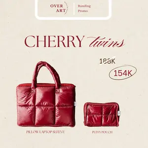 Overart Cherry Twins - Bundling Pillow laptop sleeve 13-14 inch dan Puffy pouch - tas laptop pouch make up makeup