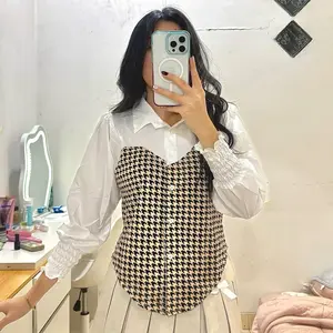 RONA Blouse Combinasi Motif Knit